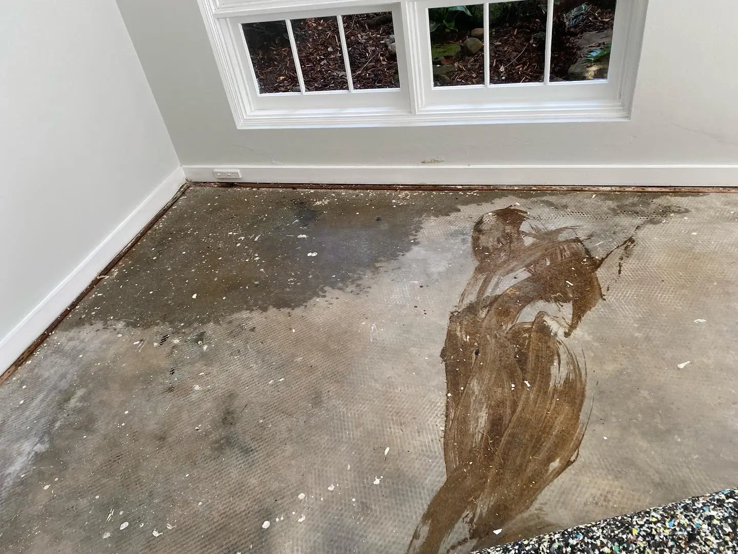 Flooring exposed during water damage inspection